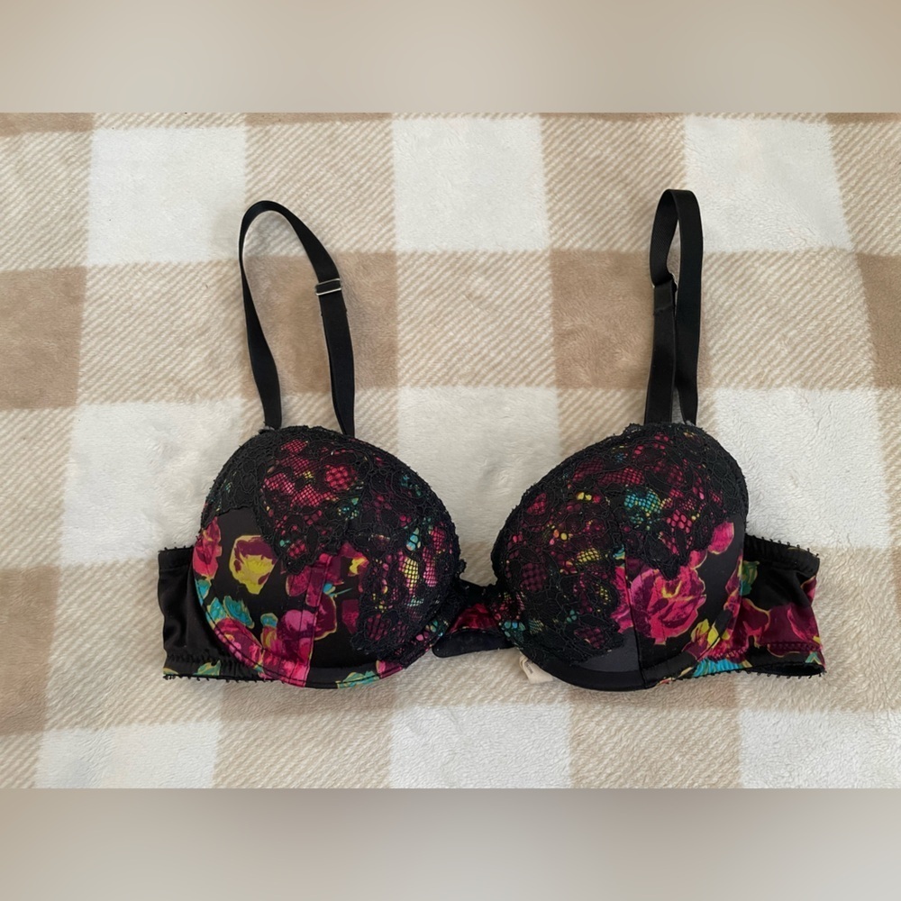Aerie Black Floral Lace Bra